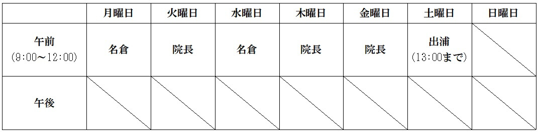 新院長就任につき、診療科目、診療時間が変更になります。