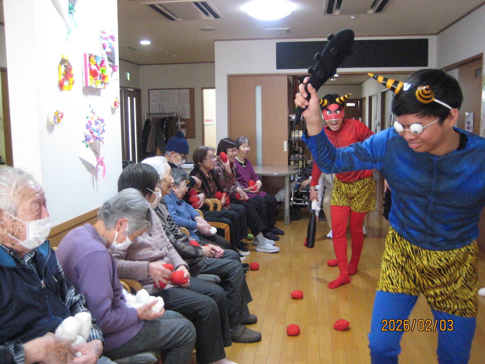 ケアセンター朱咲　節分＆クレープ作り